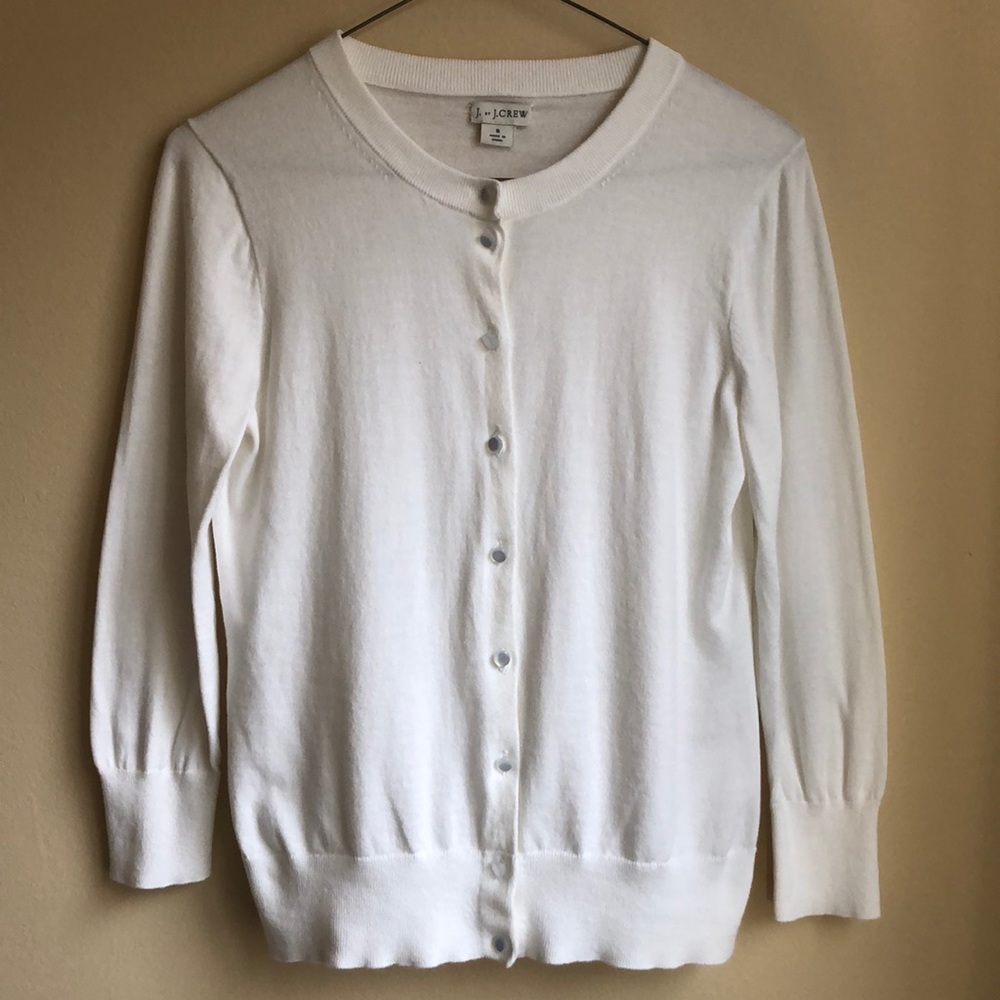 NWOT J Crew Factory White Crew Neck Clare Cardigan